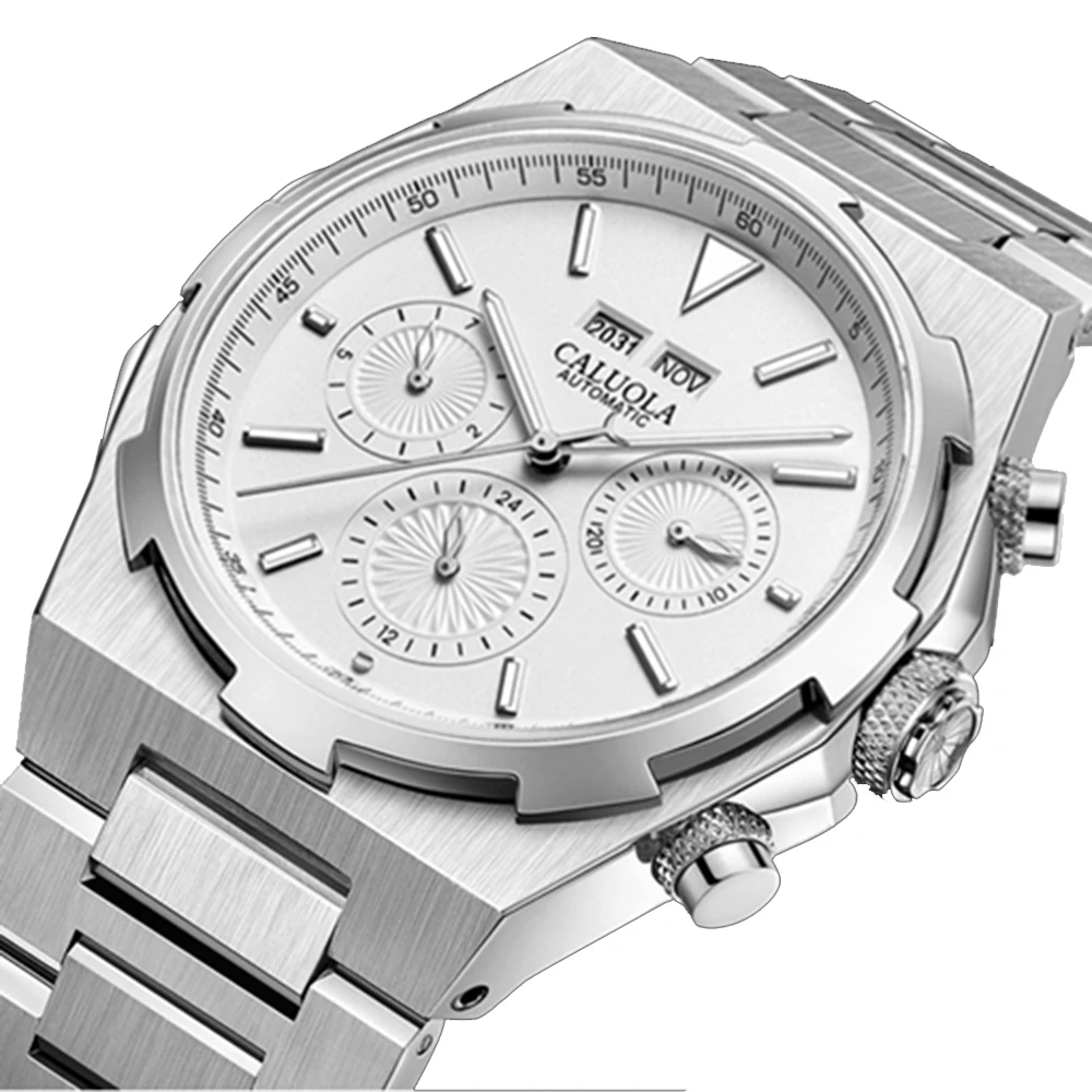 Luxury Watch Men Automatic Mechanical Wristwatches Sports Watch Top Brand 42mm Stainless Steel Waterproof Luminous Clock CALUOLA