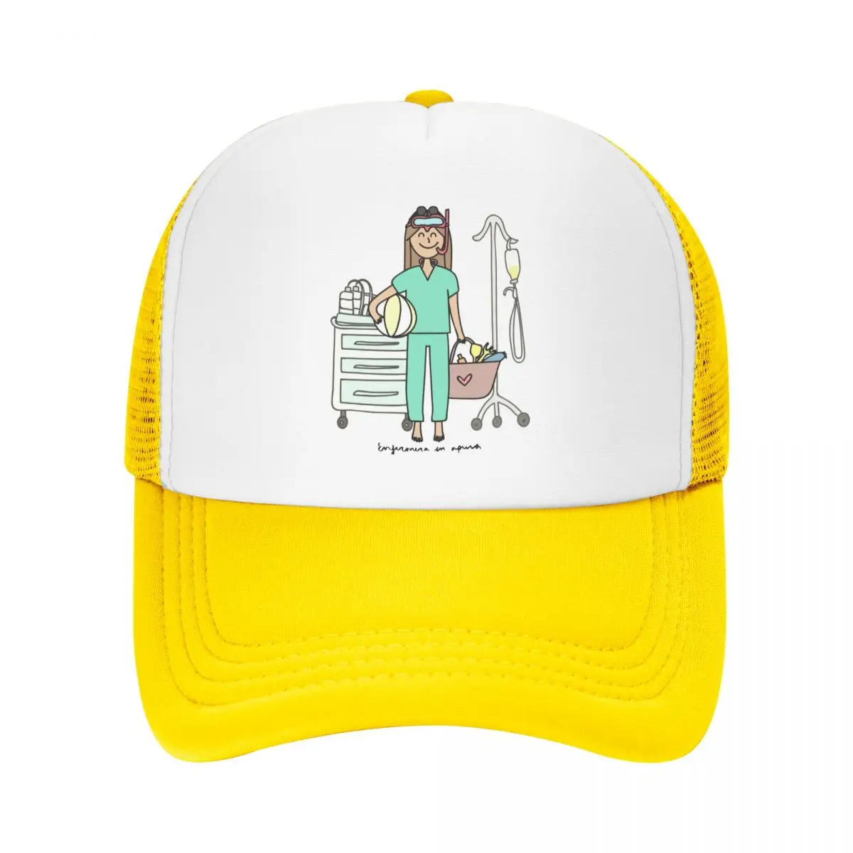 

Enfermera En Apuros Cartoon Nurse Mesh Foam Trucker Hat Fashion Fun Doctor Nurse Summer Breathable Mesh-back Sun Caps Adjustbale