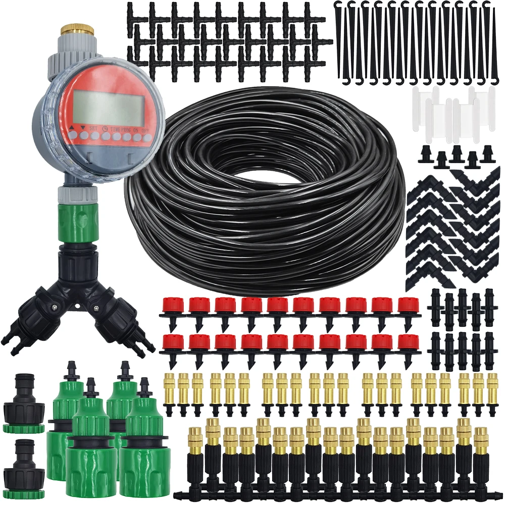 5-50M Garden Micro Drip Irrigation Automatic Watering System Kit Timer Controller DIY Mist Spray Cooling dla roślin doniczkowych