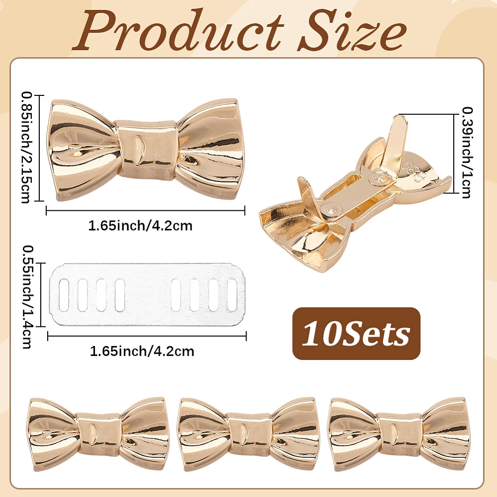 10Pcs Purse Tag Metal Bag Labels Gold Alloy Bowknot Handmade Sewing Items Crochet Purses Signs Label Tags with Shim for DIY
