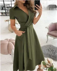 Spring/summer Fashion Long Sleeve V-neck Printed Hip Dress Women's