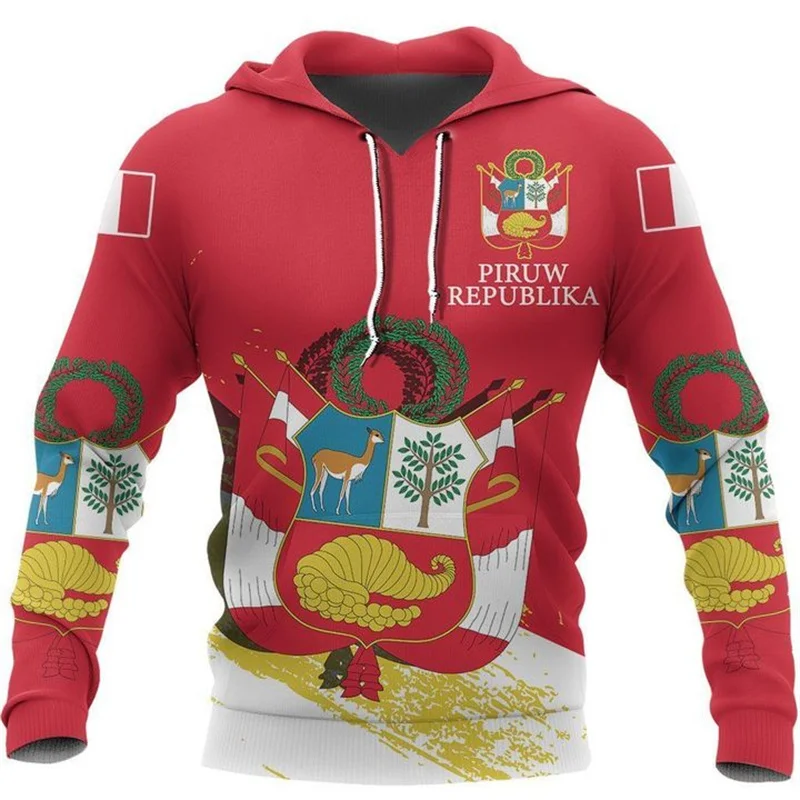 

Peru Flag 3D Printed Hoodie For Men Kids Casual Streetwear Sports Long Sleeve Sweatshirt Peru Emblem Graphic Pullover Hoodies