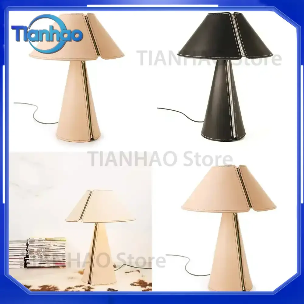 LED Table Lamp for Postmodern Minimalist Leather Nordic Design Creative Simple Style for Study and Bedroom