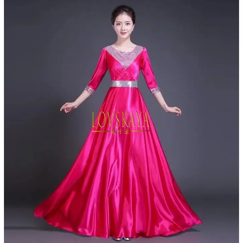 Women's  performance clothing female dress choral service dress middle-aged choir chorus costumes stage