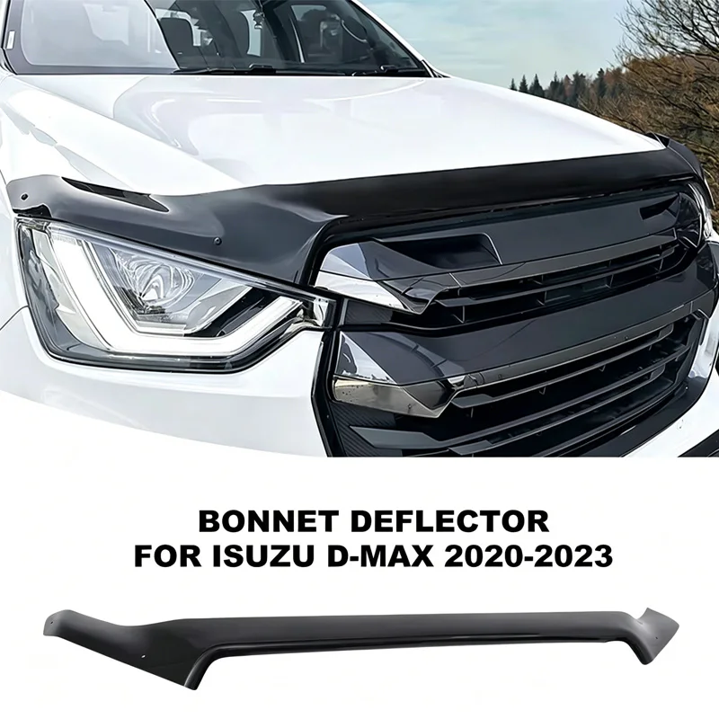 Gloss Black Acrylic Bonnet Guard Hood Deflector Front Bug Shield Stone Splash Protector Accessories For ISUZU D-MAX 2020-2023