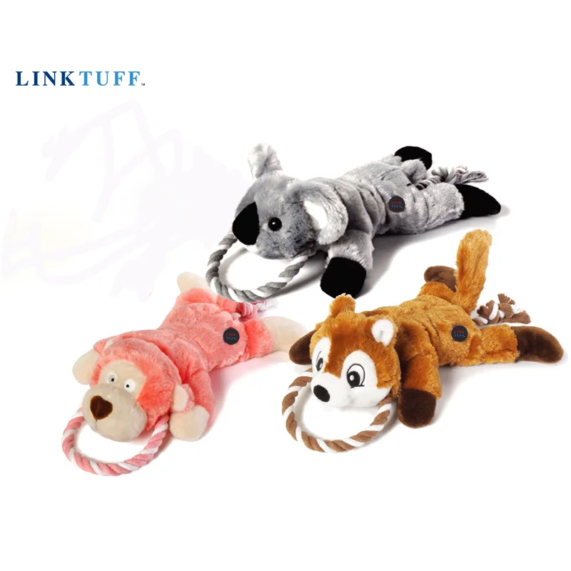 

Link Tuff Squeaky Plush Toys - Tug Rope With Tug Rope Tail