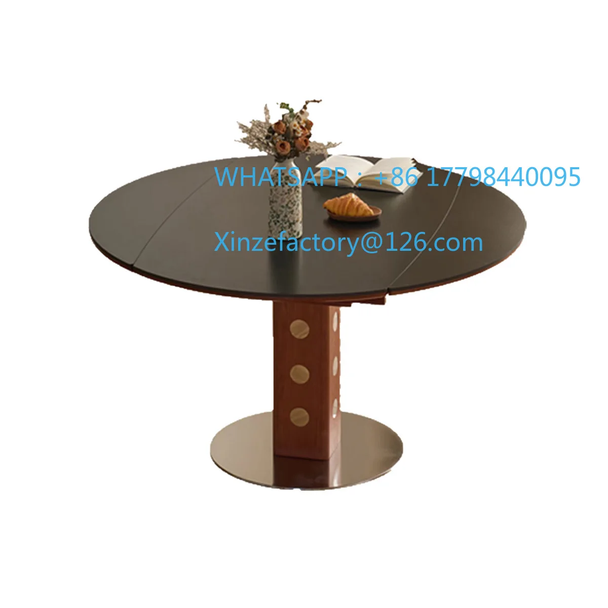 

Customizable Solid Wood Dining Table Household Small Unit Retractable Round Table