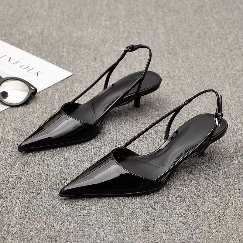 Women Pointed Toe Heels Shoes Sandals 2024 Dress Party Fashion Summer Slippers New Walking Flip Flops Pumps  Slides