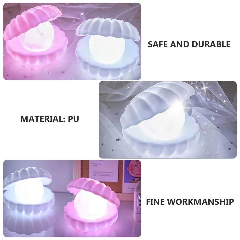 2 قطعة تصميم قذيفة مصباح الليل المدمجة فريدة من نوعها منضدية الزينة لفترة طويلة استخدام مصباح الليل سطح المكتب زخرفة منضدية الزينة