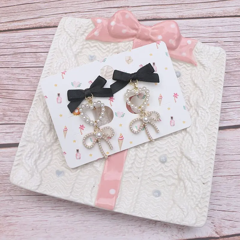 No Piercing Ear Clips Japanese Sweet Earrings Bow Heart Pearl Earrings Silver Plated Ear Accessories Kawaii Women's Jewelry