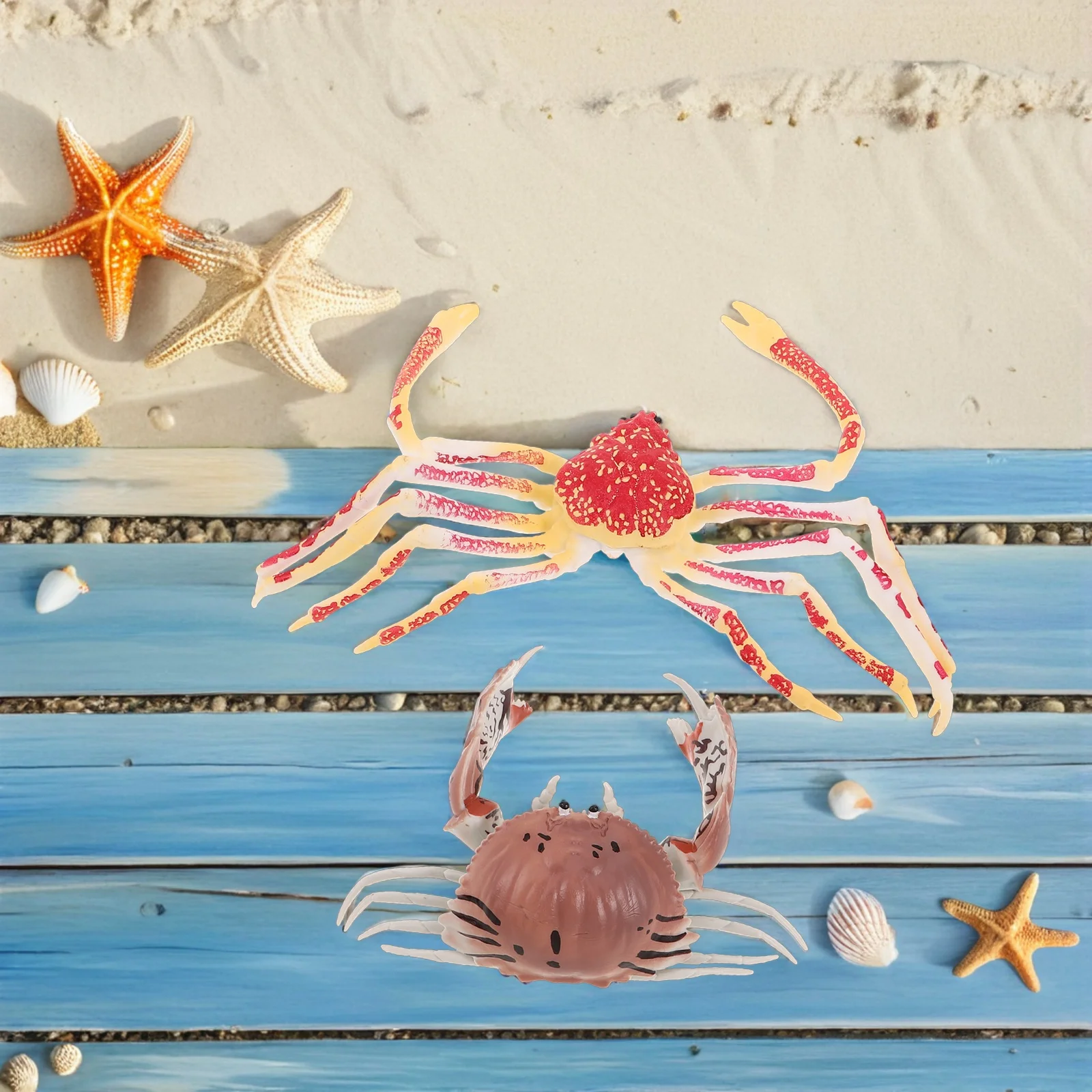 قطعتان من محاكاة سرطان البحر البلاستيكي الواقعي لتزيين الحيوانات التعلم المبكر سرطان البحر الصغير للأطفال الصغار التعليمي المعرفي