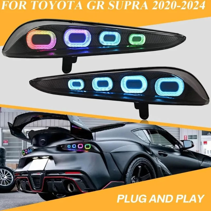 

Для Toyota GR Supra A90 2020-2024 RGB светодиодные задние фонари, задние фонари из углеродного волокна с последовательным указателем поворота