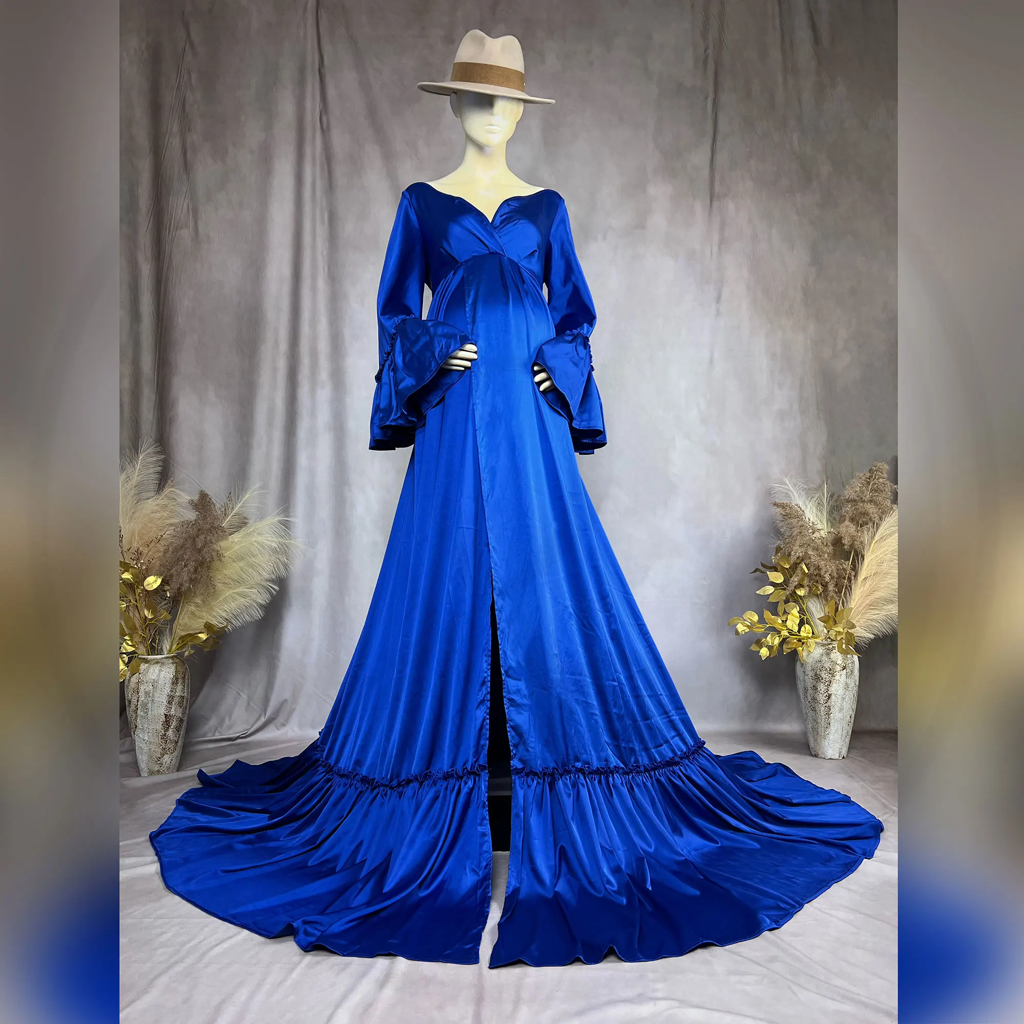Don&Judy Soft Photo Shoot Prop Smooth Gown Maxi Long Robe Maternity Dress Evening Party for Women Photography Accessories