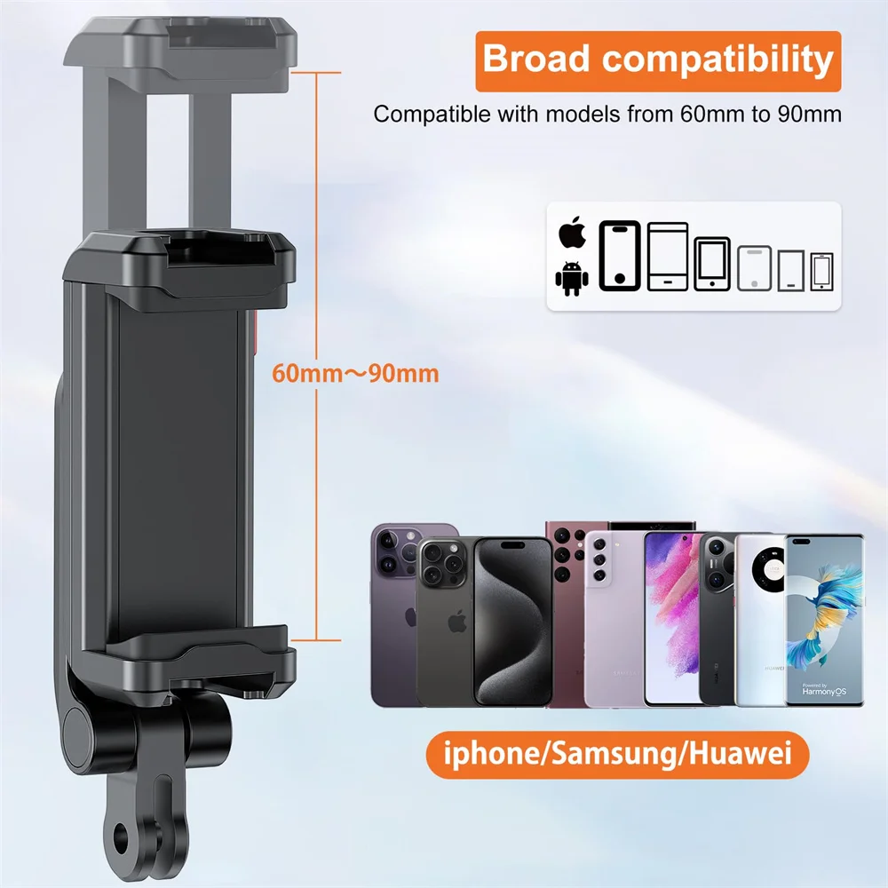 VRIG Upgrade Phone Holder Clamp w Gopro Port Dual Cold Shoe Mount for Iphone Android Smartphone Camera Tripod Adapter Mic Light