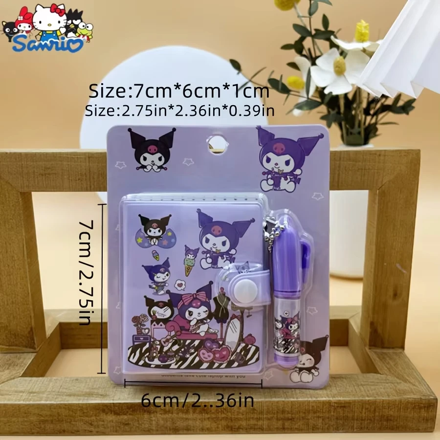 Kuromi Mini Notebook Sanrio Cinnamoroll Melody Diary Set Cartone animato portatile Studente di cancelleria Anime Materiale scolastico Regalo di compleanno