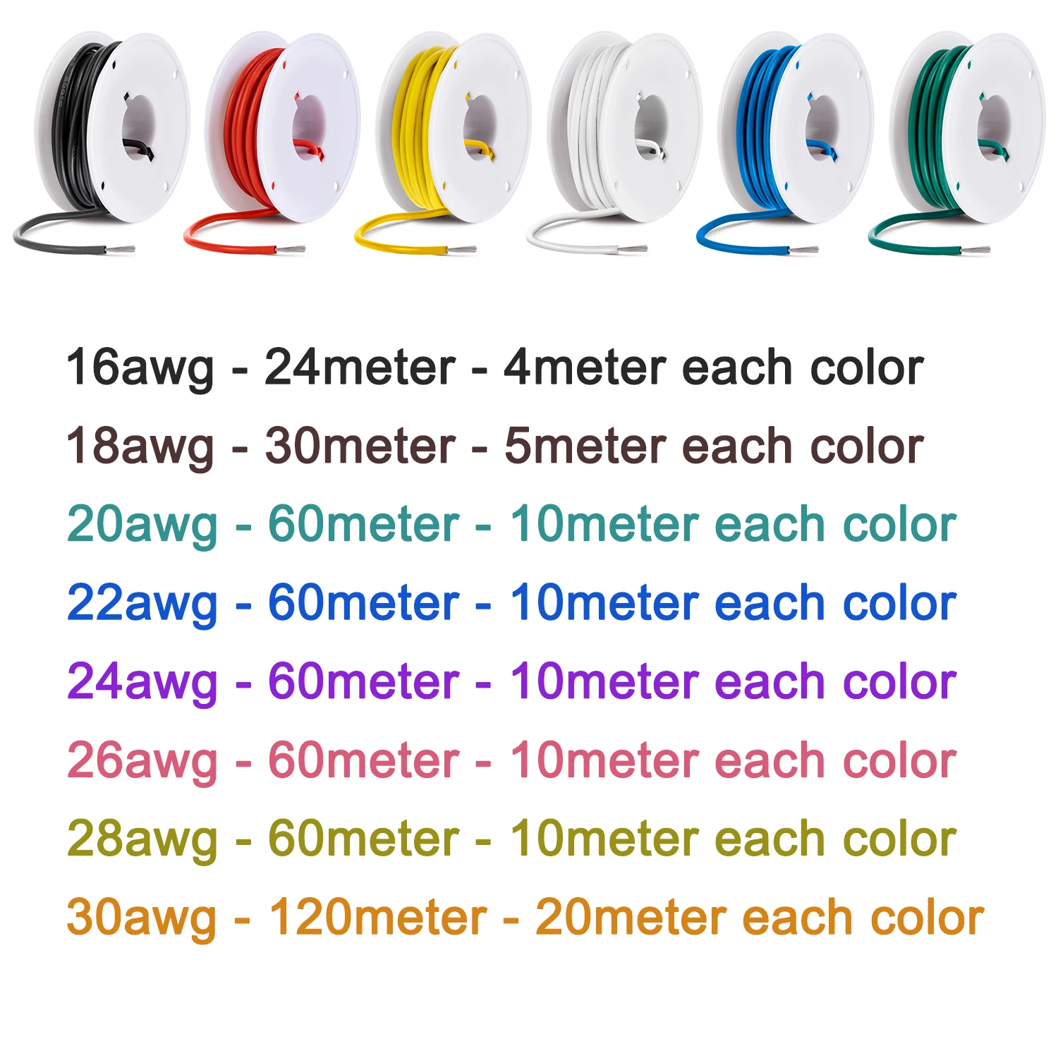 6 Farben mit Werkzeug 16/18/20/22/24/26/28/30 AWG Silikon-Elektrodraht, verzinnte Kupfer-Anschlusskabel, 18-Gauge-Kabel – Detail 10