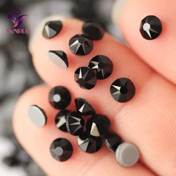 YANRUO 2088HF Jet Black Glass Crystal Stone Hotfix Strass Flatback Strass per indumento Diakmond Crafts abbellimento