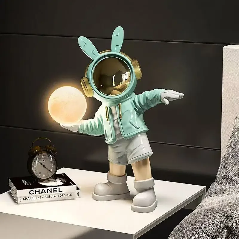 Cartoon Astronaut Living Room Bedroom Ornaments Night Light Resin Statue Decoration Adjustable Light Astronaut Sculpture Gift
