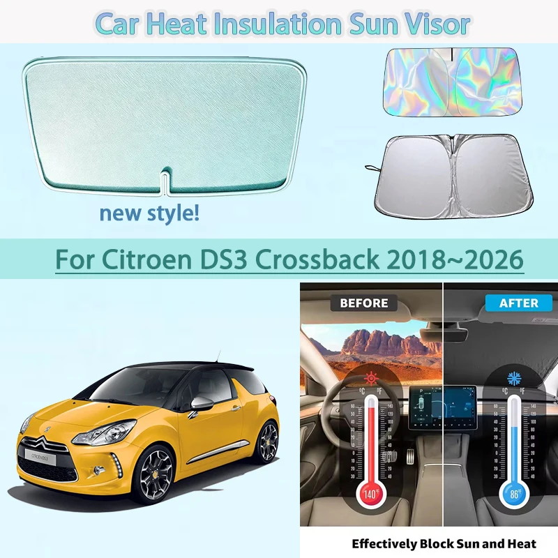 

Car Front Windshield Sunshade Heat Reflector Windscreen Protect Car Interior For Citroen DS3 Crossback 2018~2025 2026