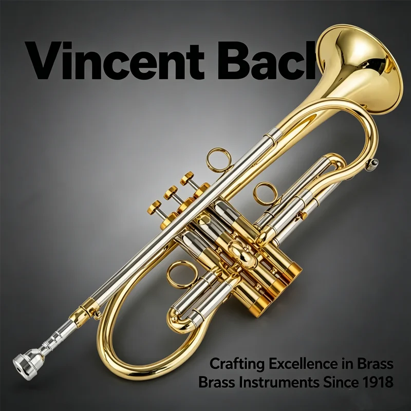 TOP Vincent Bach Custom Professional Trumpet Bb Tune Brass Gold Plated Surface Professional Music Instruments With Case
