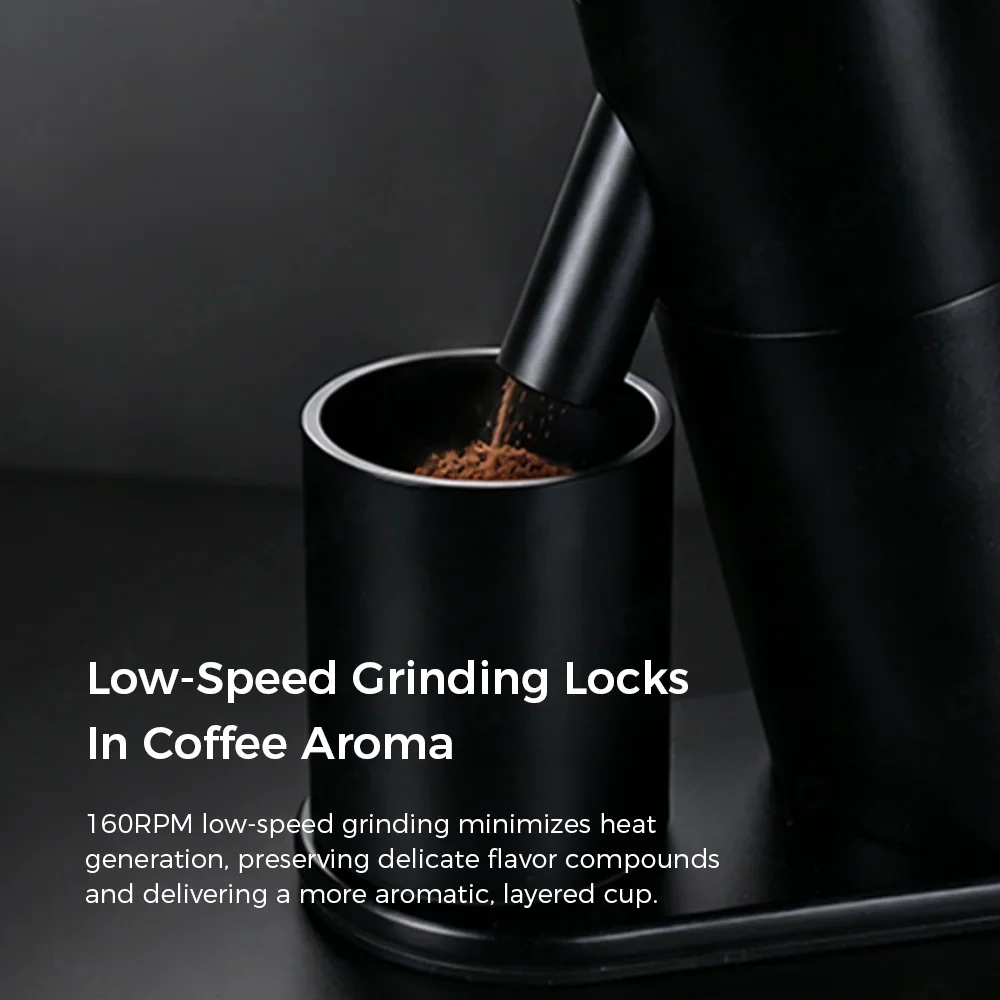 CAFOVO G1048C Home Coffee Grinder 48mm Conical Burr 160RPM Stepless 0-100 Single-Dose Coffee Grinder for Espresso Pour-Over