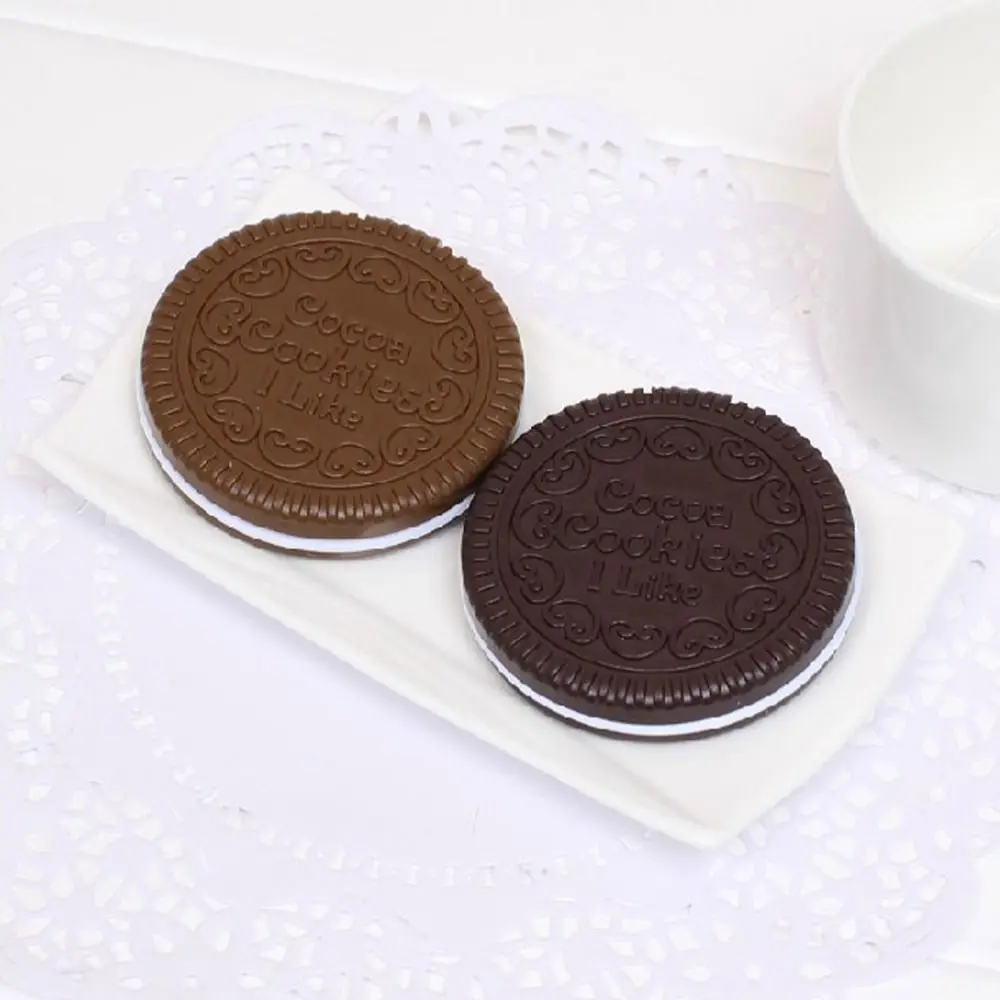 Mini 2 in 1 Comb Mirror Set Folding Comb Pocket Mirror Makeup Mirror with Comb Set Portable Durable Chocolate Cookie Shaped