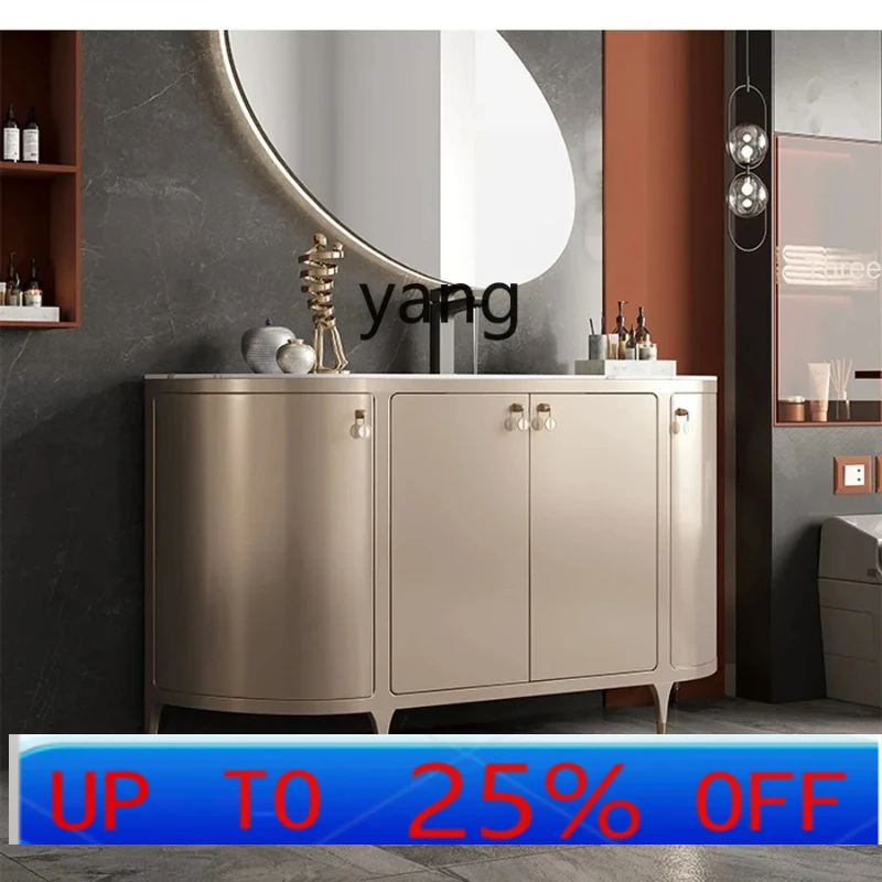 Lmm light luxury bathroom cabinet hand washing cabinet solid wood floor-to-ceiling modern simple bathroom basin