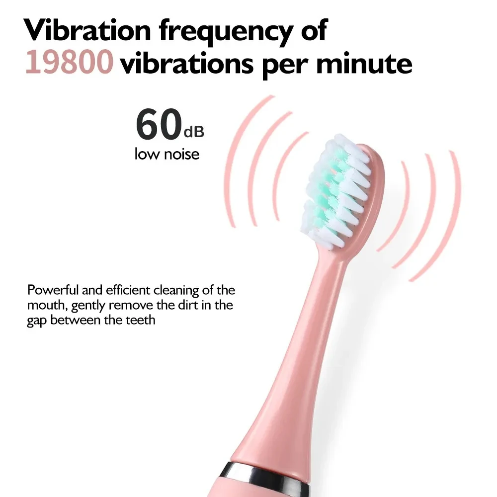 Kids Electric Toothbrush Cartoon Rechargeable with 6 Replacement Heads for Cleaning