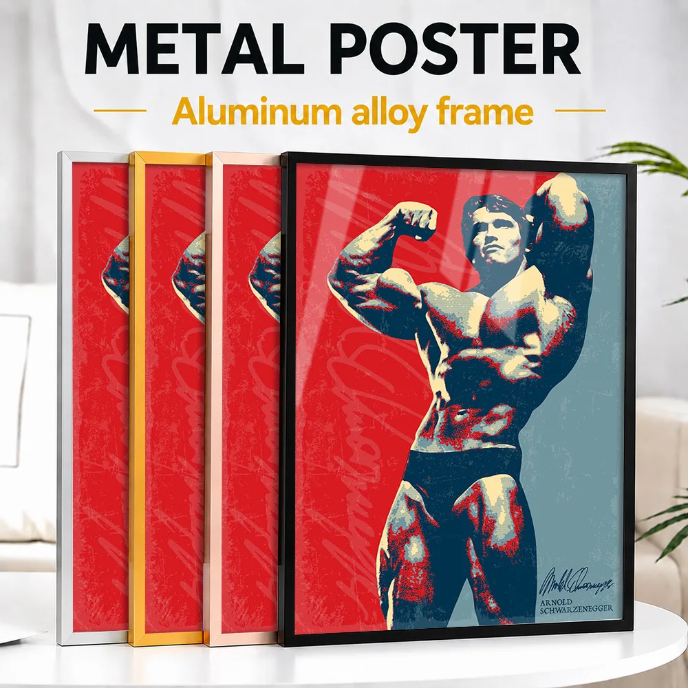 Arnold Schwarzenegger Framed Metal Poster Customized Stencil Wall Art For Home Gym And Training Studio, Fitness Enthusiast Gift