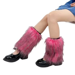 Women Faux Fur Leg Warmers Y2K Winter Warm Plush Thickening Jk Leggings Boots Cover Lolita Harajuku Party Long Leg Socks