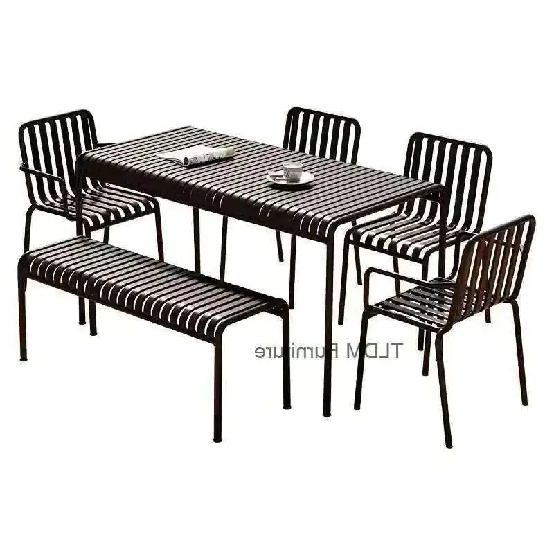 

Outdoor Garden Modern Luxury Iron Dining Chairs Restaurants Leisure Stools Backrests Chairs Lounge Patio Deck Balcony Furniture