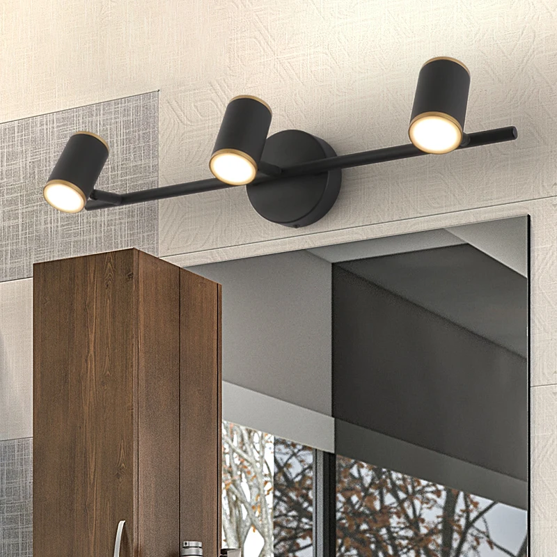 

2022 Hot Selling Black 1-4 Heads Family Mounted Mirror Lamp Bathroom Vanity Mirror Lamp