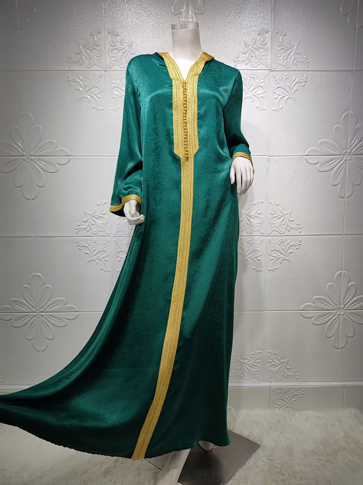 Djellaba Arabic Long Dress for Women Islamic Dubai Hoody Abaya Moroccan Party Kaftan Gulf Jalabiya Ramadan Eid Muslim Abayas