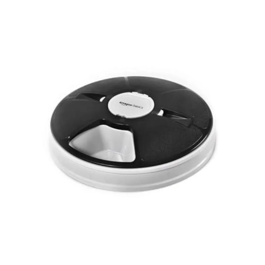 

Automatic Pet Feeder Electronic Timed Dog and Cat Food Dispenser 6 Portions Plastic Black 12" X 12" X 2.3"