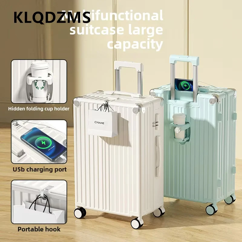 

KLQDZMS 20"22"24"26Inch Rolling Suitcase ABS + PC Boarding Box USB Charging Trolley Case Students Password Box Zipper Luggage