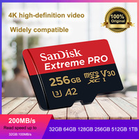 SanDisk Micro SD Card Memory Card 32GB 64GB 128GB 256GB MicroSD Max 200MB/s Extreme PRO microSDXC UHS-I TF Flash Card for Phone