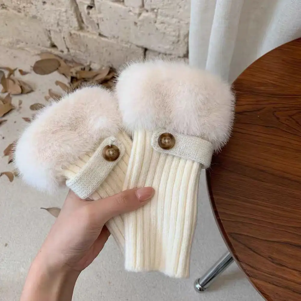 1 Pasang Sarung Tangan Setengah Jari Untuk Wanita Sarung Tangan Rajut Hitam Musim Dingin Lembut Hangat Tanpa Jari Sarung Tangan Luar Ruangan Anti Dingin Unisex