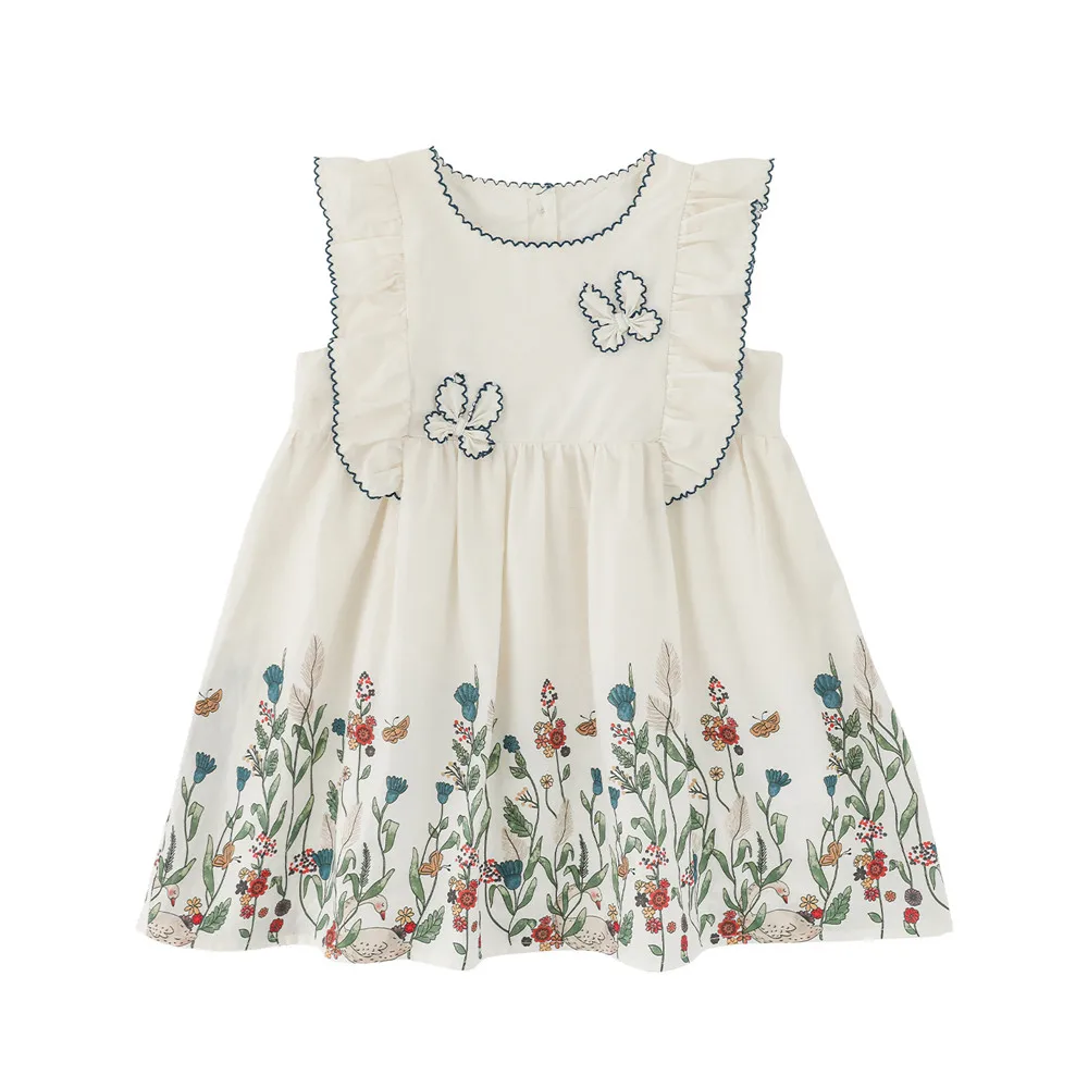 

Summer girls' dress kids girl clothes baby dresses three-dimensional butterfly pattern Stylish girls' printed dress