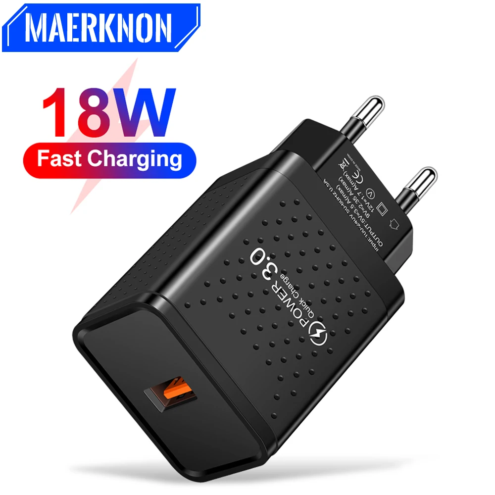 

Fast USB Charger 18W Quick Charge 3.0 Mobile Phone Charger Power Adapters For iPhone Samgsung Xiaomi EU/US/UK Plug Wall Charger