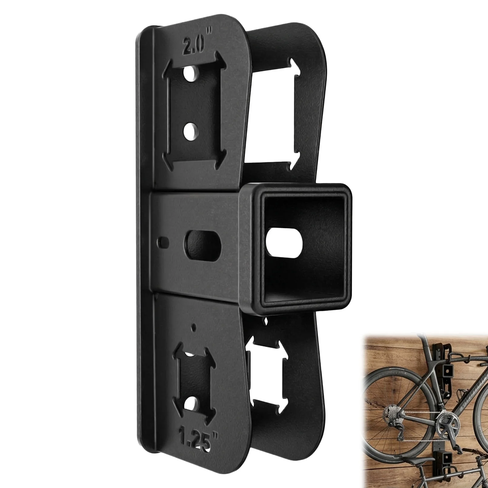 Heavy-Duty Bike Rack Receiver Rust-Resistant for Garage Storage 2 Inch Trailer Hitch Mount Carbon Steel Wall Floor Bracket
