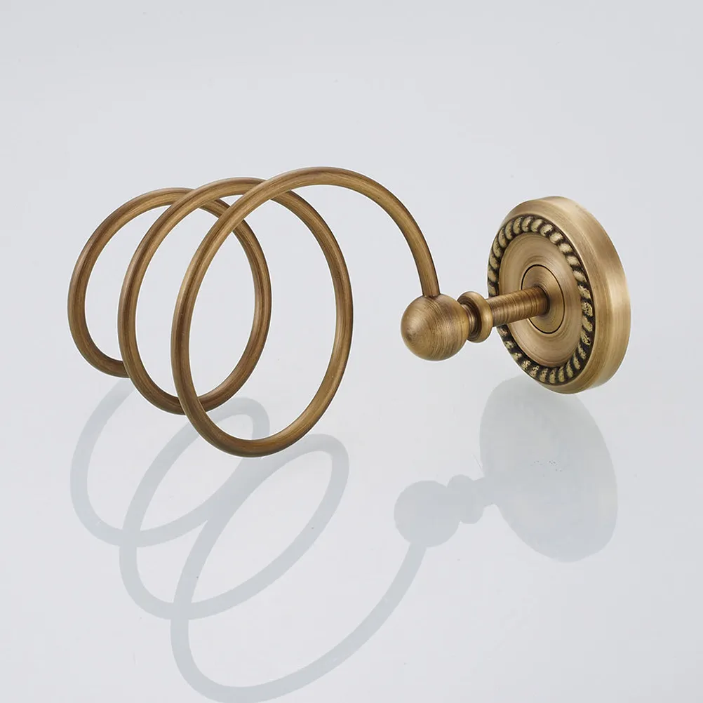 Solid Brass Hair Dryer Rack Wall Mounted Spiral Shape Style Bathroom Shelf Suitable for Bedroom Kitchen Living Room