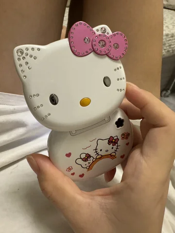 2025 Sanrio Kitty New Product In Stock Cartoon Cute Flip Phone White Pink Mini Phone Children'S Fashion Model Toy Youth Gift