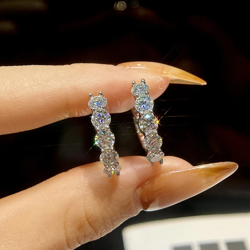 

Stylever 1.5ct Certified Moissanite Diamond Hoop Earrings For Women Real 925 Sterling Silver Shiny Top Quality Fine Jewelry