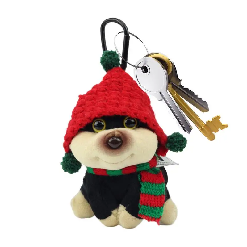 

Dog Key Chain Toy Bag Charm Christmas Dog Keychain Plush Doll Funny Pendant Bee Puppy Cute Keychain Key Ring Charm Keychain