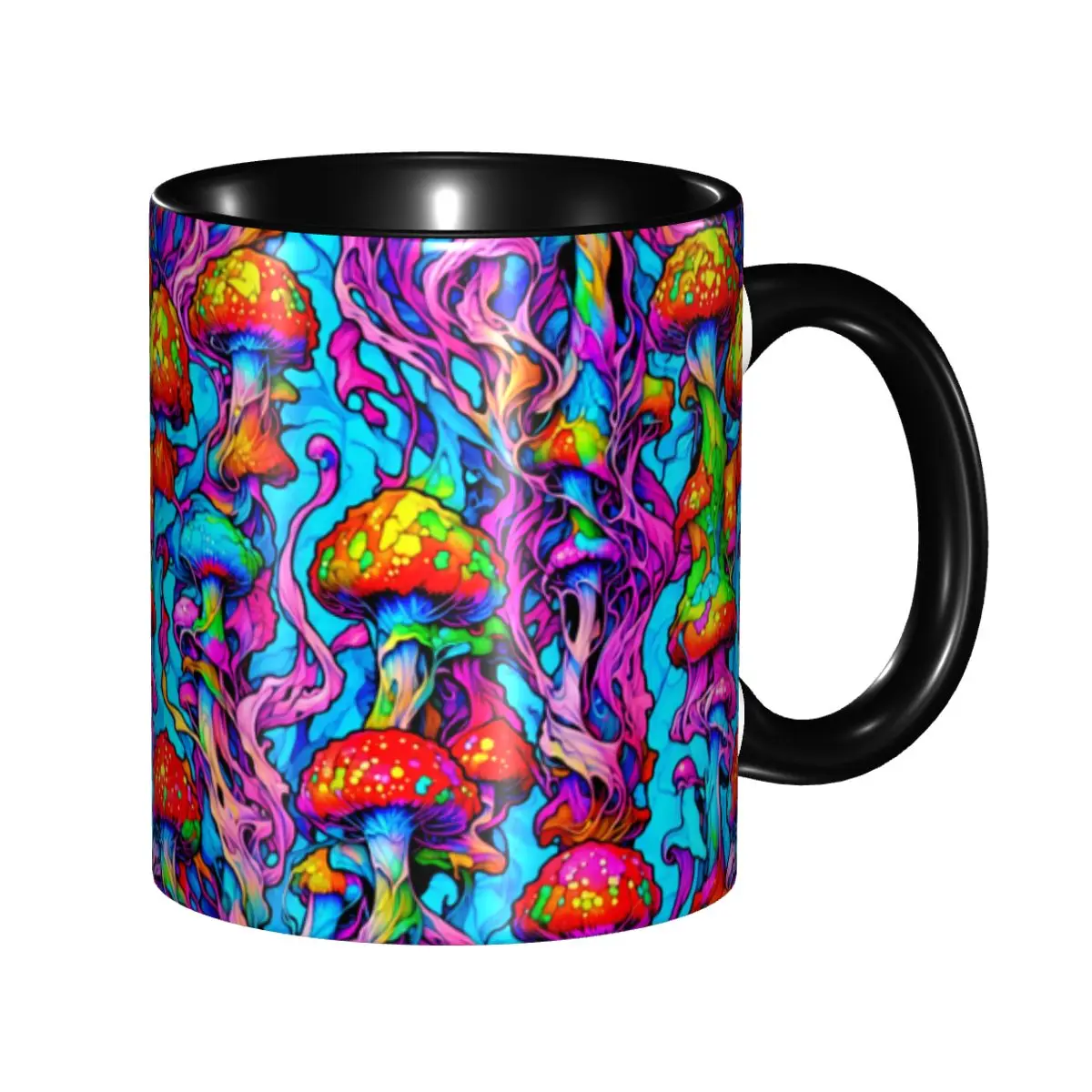 Personalized Trippy Skull Magic Mushroom Goth Pattern Mugs DIY Ceramic Milk Tea Coffee Cup