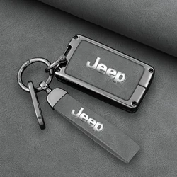 Zinc Alloy Leather 5 Buttons Car Remote Key Case Cover For Jeep Grand Cherokee Wagoneer Obsidian II 2021 2022 2023 Accessories