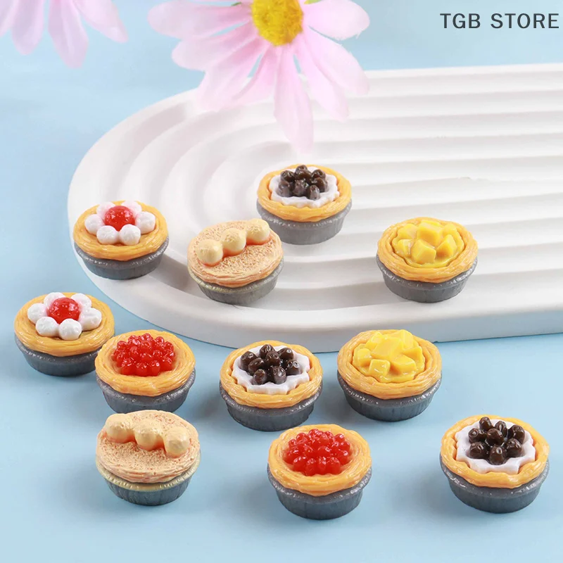 5Pcs 1/12 Simulation Egg Tart Mini Dessert Model Dolls House Food Decor Accessories