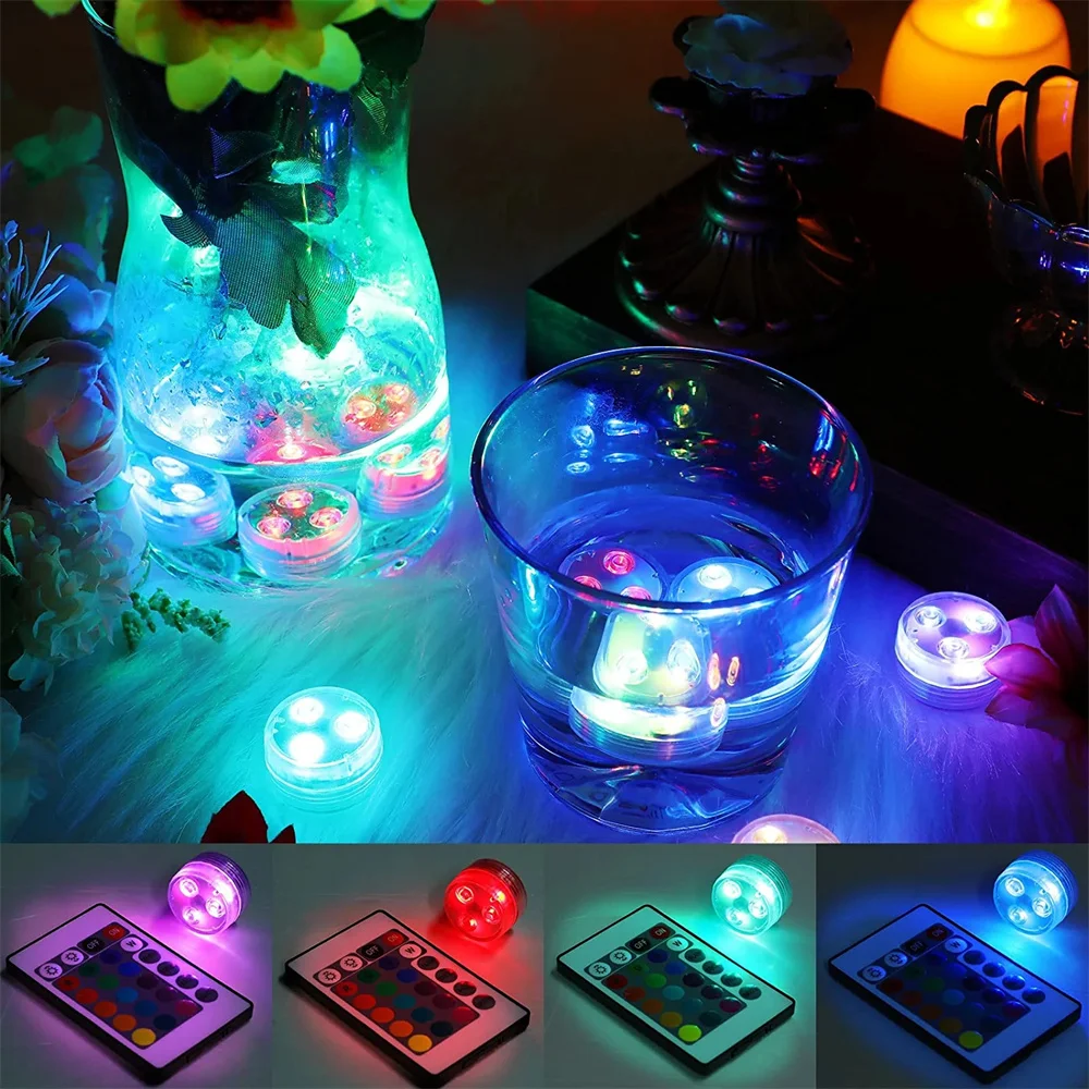 

IP68 Waterproof Multi Color Submersible LED Lights Underwater Night Lamp Tea Light Vase Bowl Party Wedding Christmas Decoration