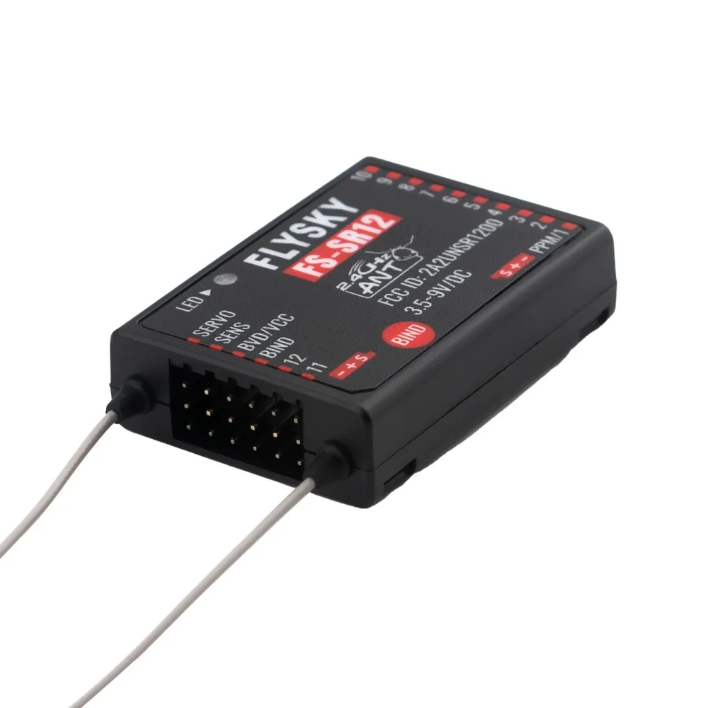 FLYSKY FS-SR12 12 kanalen 2.4G ontvanger dubbele antenne voor RC vaste vleugel auto boot robot model speelgoed ANT protocol zender FS-ST8