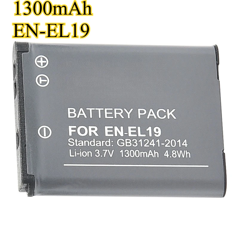 

1300 мАч EN-EL19 литиевая батарея для цифровой камеры, подходит для Nikon S6600 S6500 S6900 S3700, перезаряжаемая батарея для камеры
